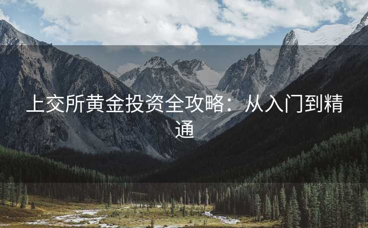 上交所黄金投资全攻略：从入门到精通