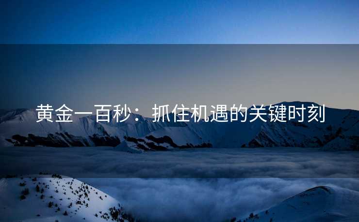 黄金一百秒：抓住机遇的关键时刻