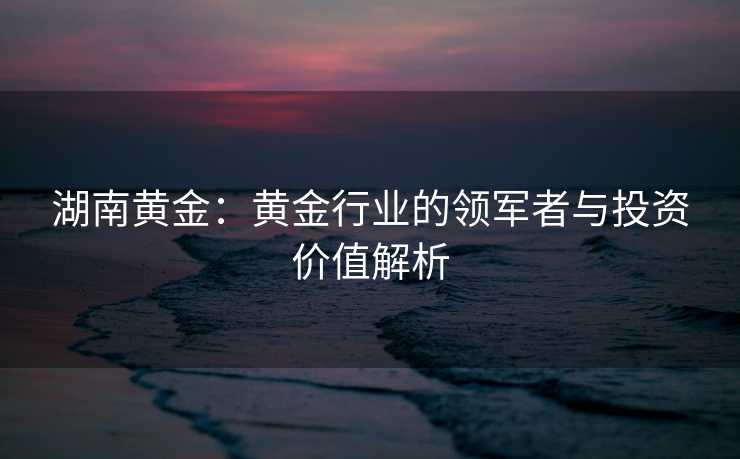 湖南黄金：黄金行业的领军者与投资价值解析