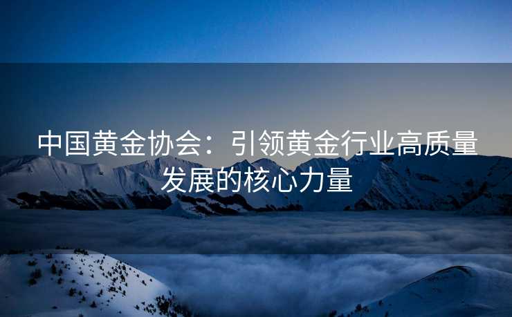中国黄金协会：引领黄金行业高质量发展的核心力量
