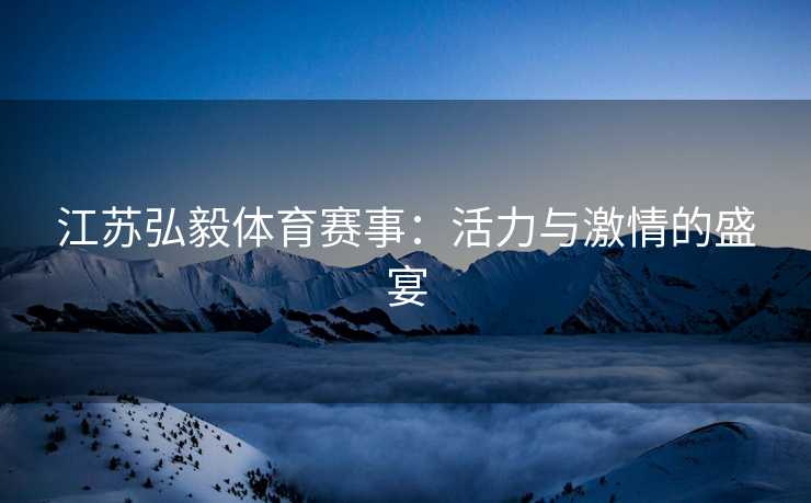 江苏弘毅体育赛事：活力与激情的盛宴