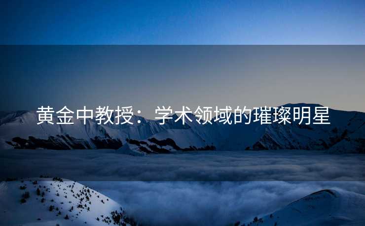 黄金中教授：学术领域的璀璨明星