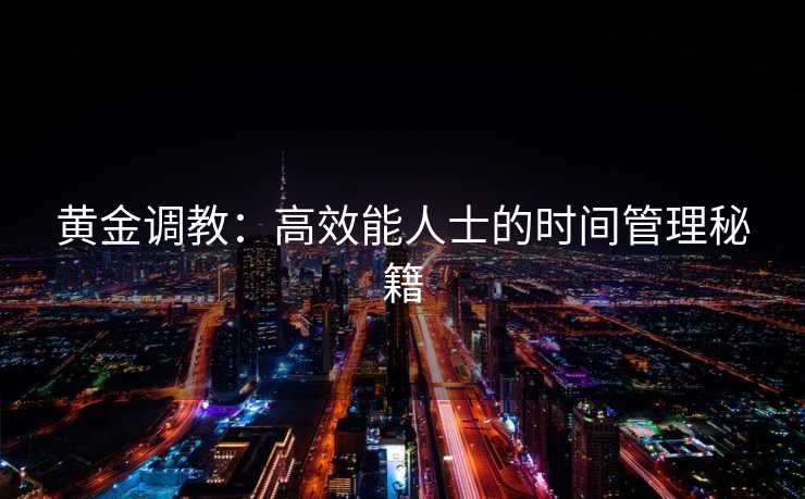 黄金调教：高效能人士的时间管理秘籍