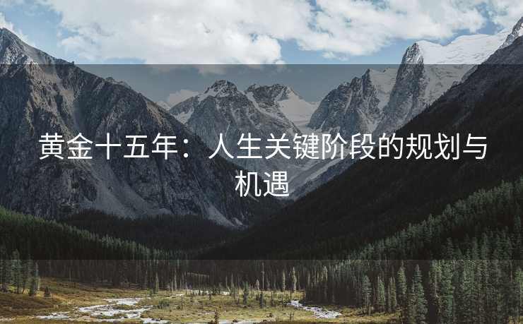 黄金十五年：人生关键阶段的规划与机遇