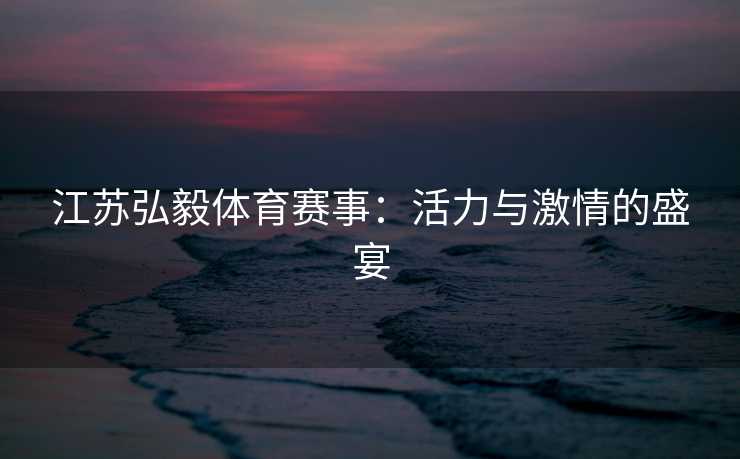 江苏弘毅体育赛事：活力与激情的盛宴
