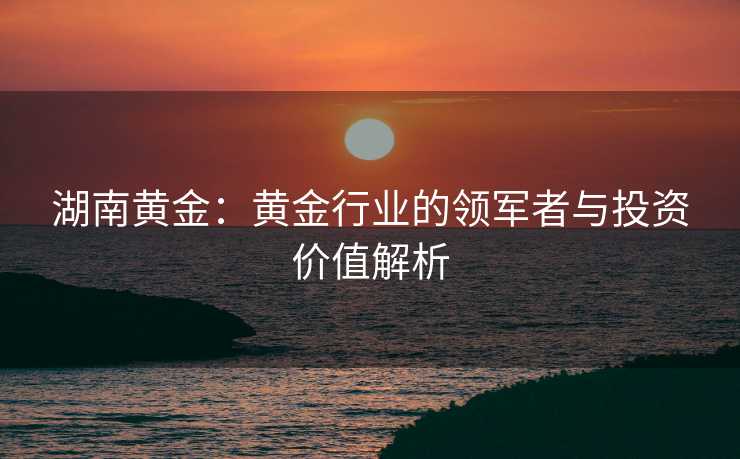 湖南黄金：黄金行业的领军者与投资价值解析