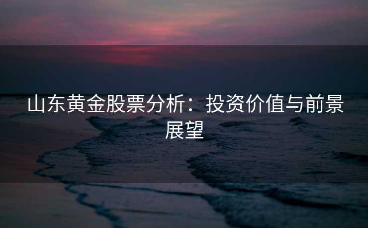 山东黄金股票分析：投资价值与前景展望