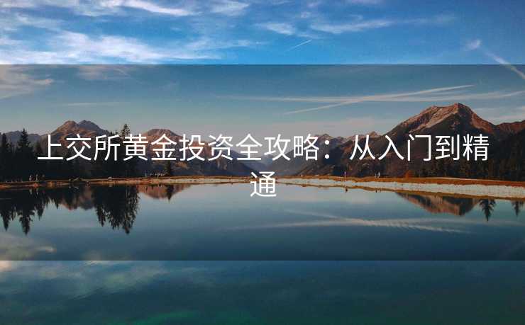 上交所黄金投资全攻略：从入门到精通