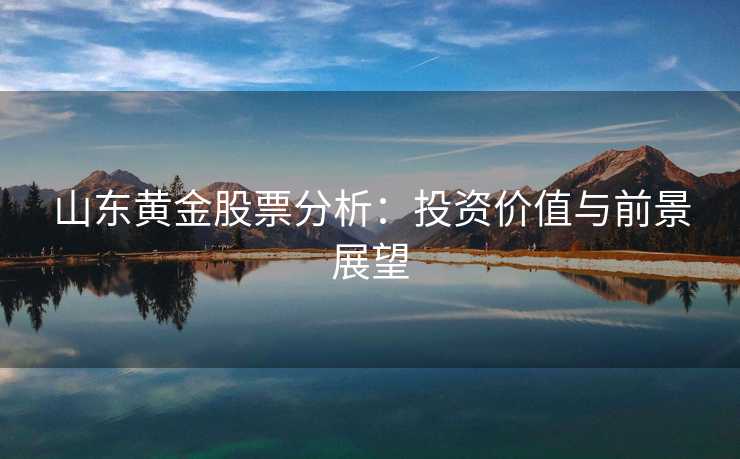 山东黄金股票分析：投资价值与前景展望