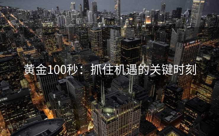 黄金100秒：抓住机遇的关键时刻