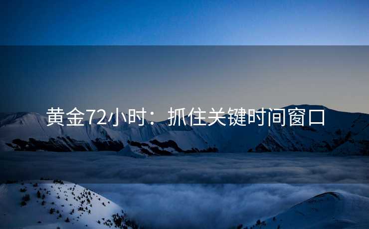黄金72小时：抓住关键时间窗口